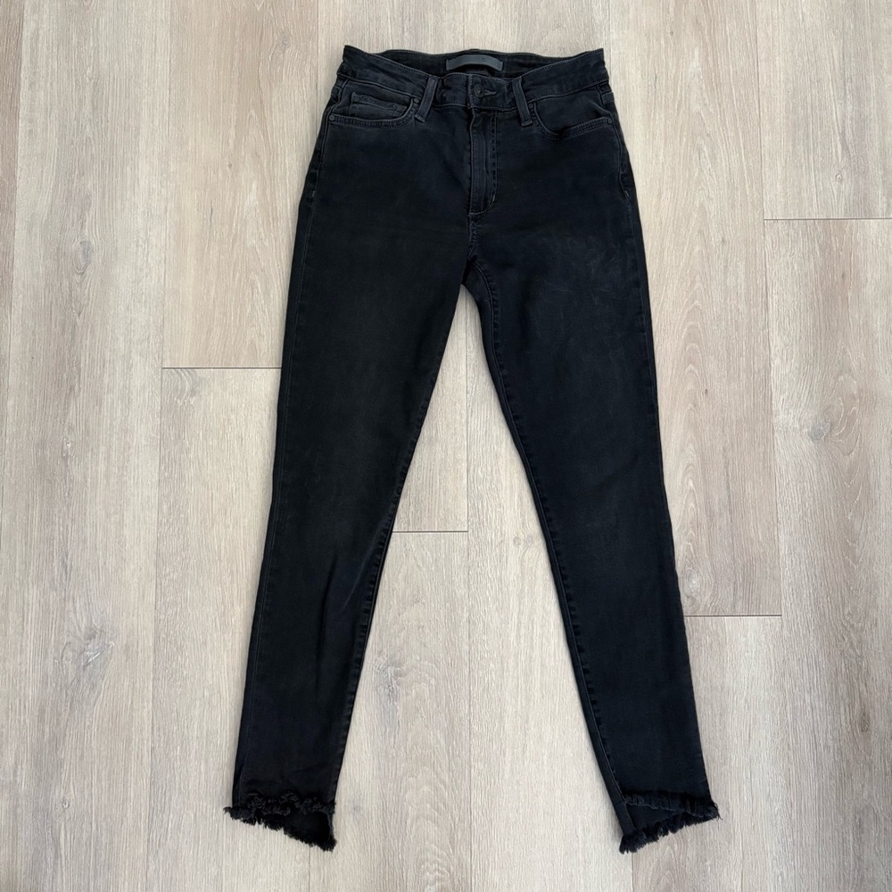 Joe’s Womens Jeans 26 Faded Black Gray Charcoal Lucia Skinny Leggings Raw Hem